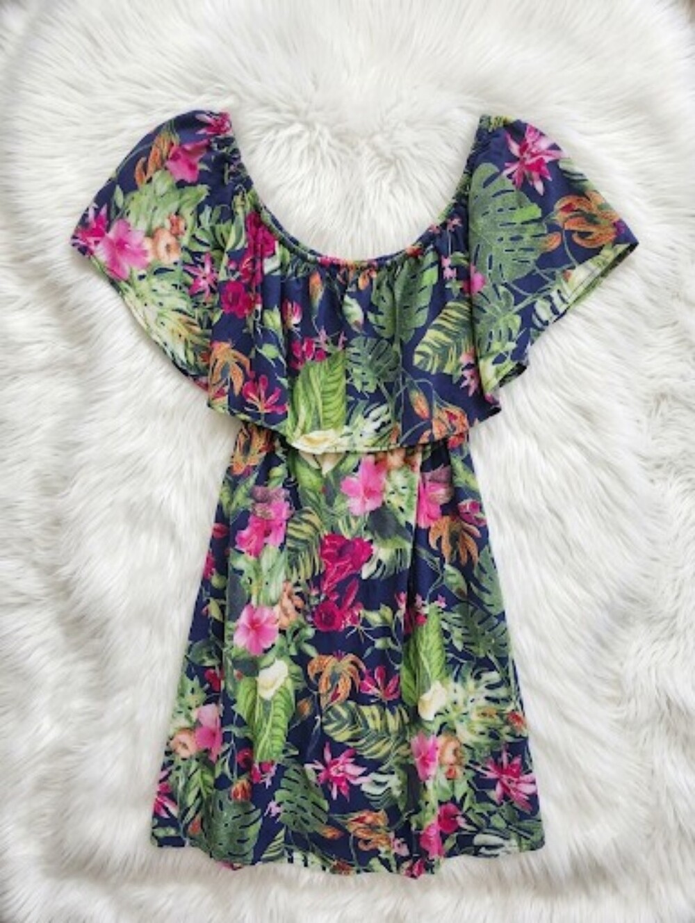 Tropical Ruffle Dress